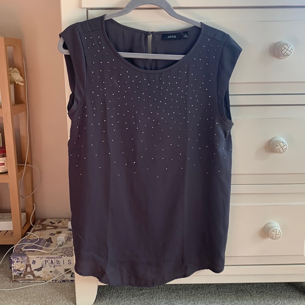 dark gray cap sleeve top - Picture 1 of 5